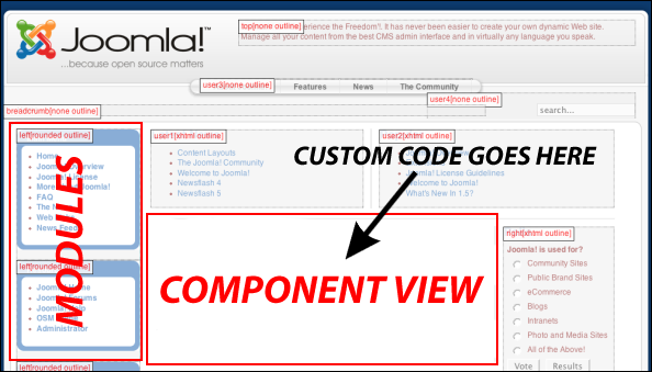 custom code in component view