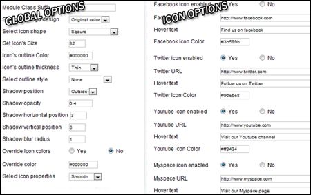 Custom icons back-end options